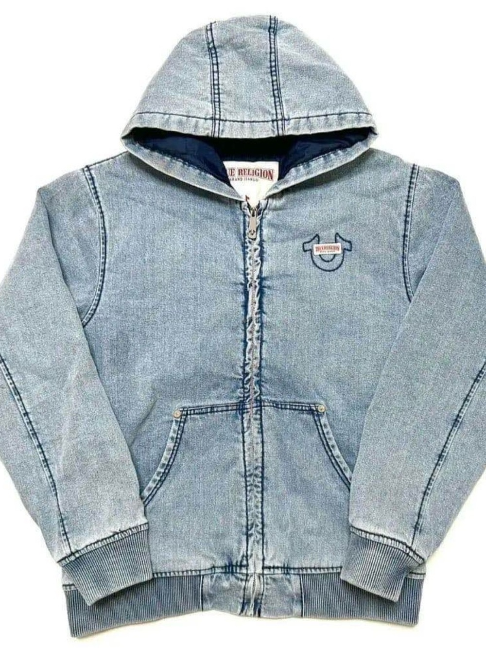 True Religion Blue Denim Zip Up
